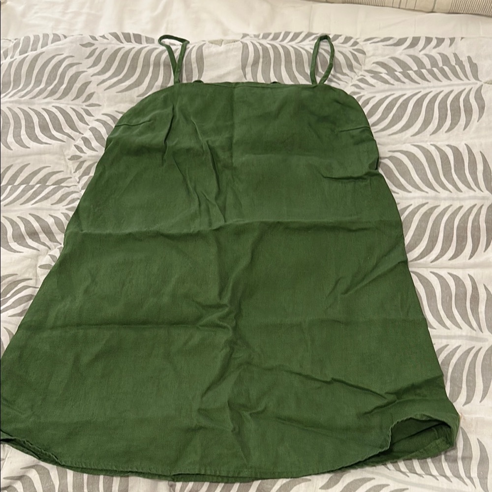 Reformation Green linen Spaghetti Strap Dress
